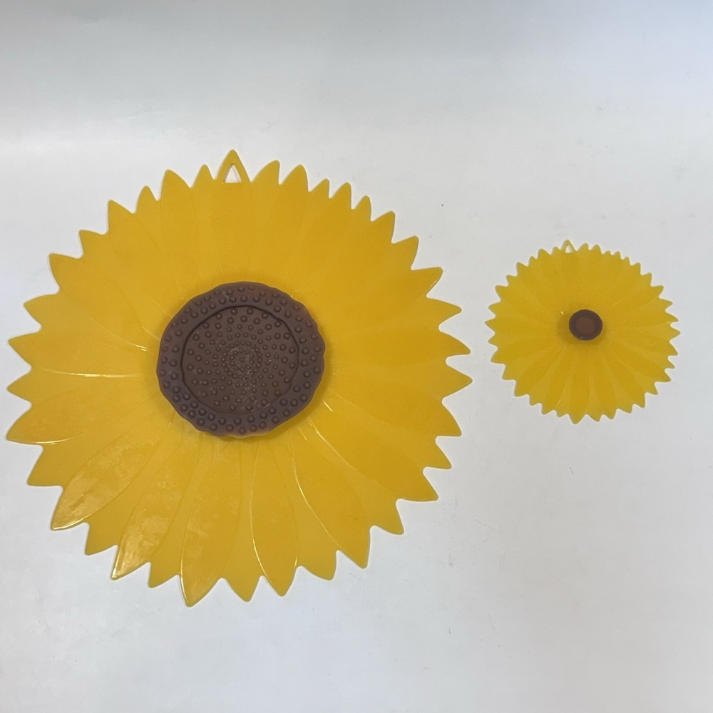 Set of 2 Charles Viancin Silicone Sunflower Pot Seal Tight Storage Lids 11" & 4"